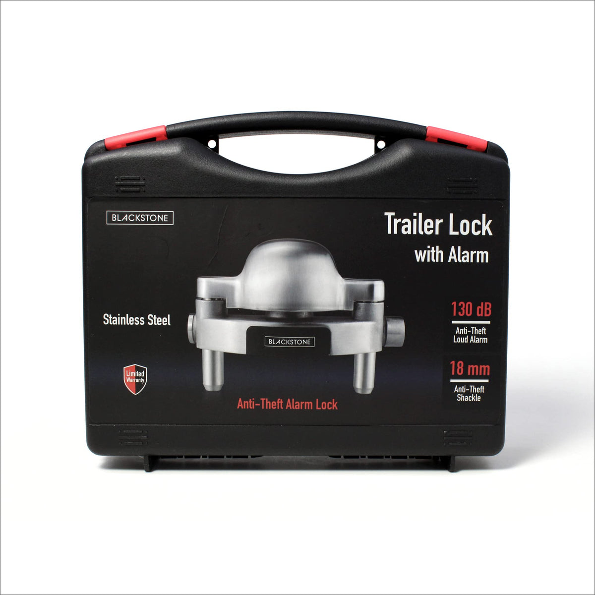 Blackstone Alarm Stainless Steel Heavy Duty Trailer Coupler Hitch Lock 130 db Alarm