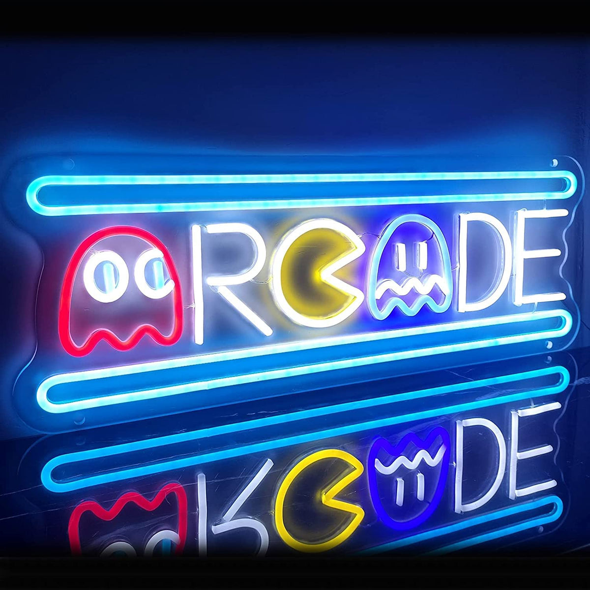 KiMineon Large Arcade Neon Sign, Ugrade Retro Game Ghost Arcade LED Neon Light Sign, Handmade Aesthetic Arcade Night Lamp for Game Room, Business Recreation Bedroom Birthday Gift Man Cave Home - 25''