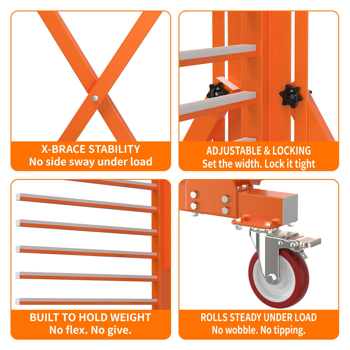 Vazcor Paint Drying Rack for Cabinet Doors, 15-Level Heavy Duty Rolling Paint Rack, Expandable Woodworking Drying Rack for Trim & Panels, Reinforced 2.0mm Steel Frame with 5" Casters