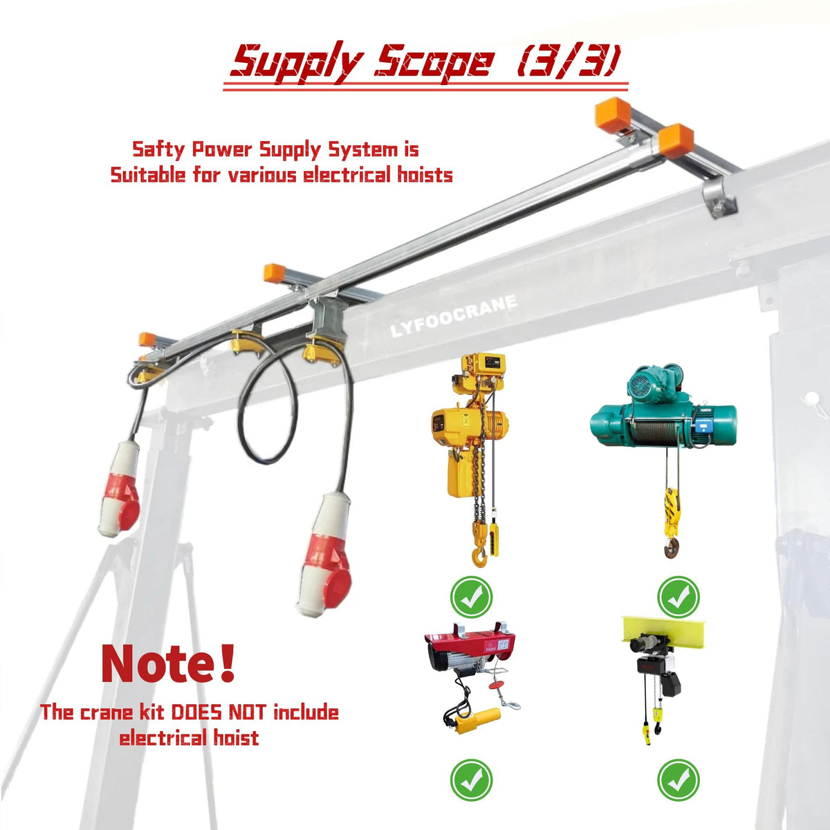 4000 Lbs (6600 lbs Static Loading Test) Gantry Crane, Ajustable 7.87-11.04 FT, Shop Crane 2T with Hoist, Trolley, Sling, Shackles, Hooks and Festoon System Garage Gantry Crane