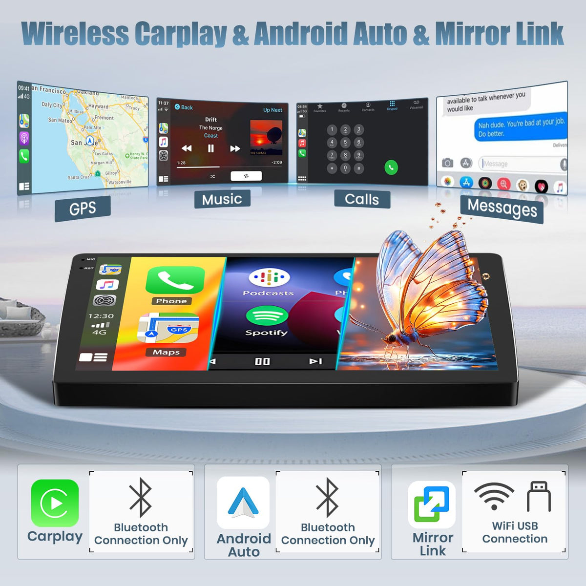 4+128G Radio for Jeep Compass Patriot 2010-2016, 10.1" Touch Screen Radio Kit with Wireless CarPlay/Android Auto, 5GHz WiFi, Bluetooth 5.0, EQ, GPS Navigation, 1280 * 720, Backup Camera