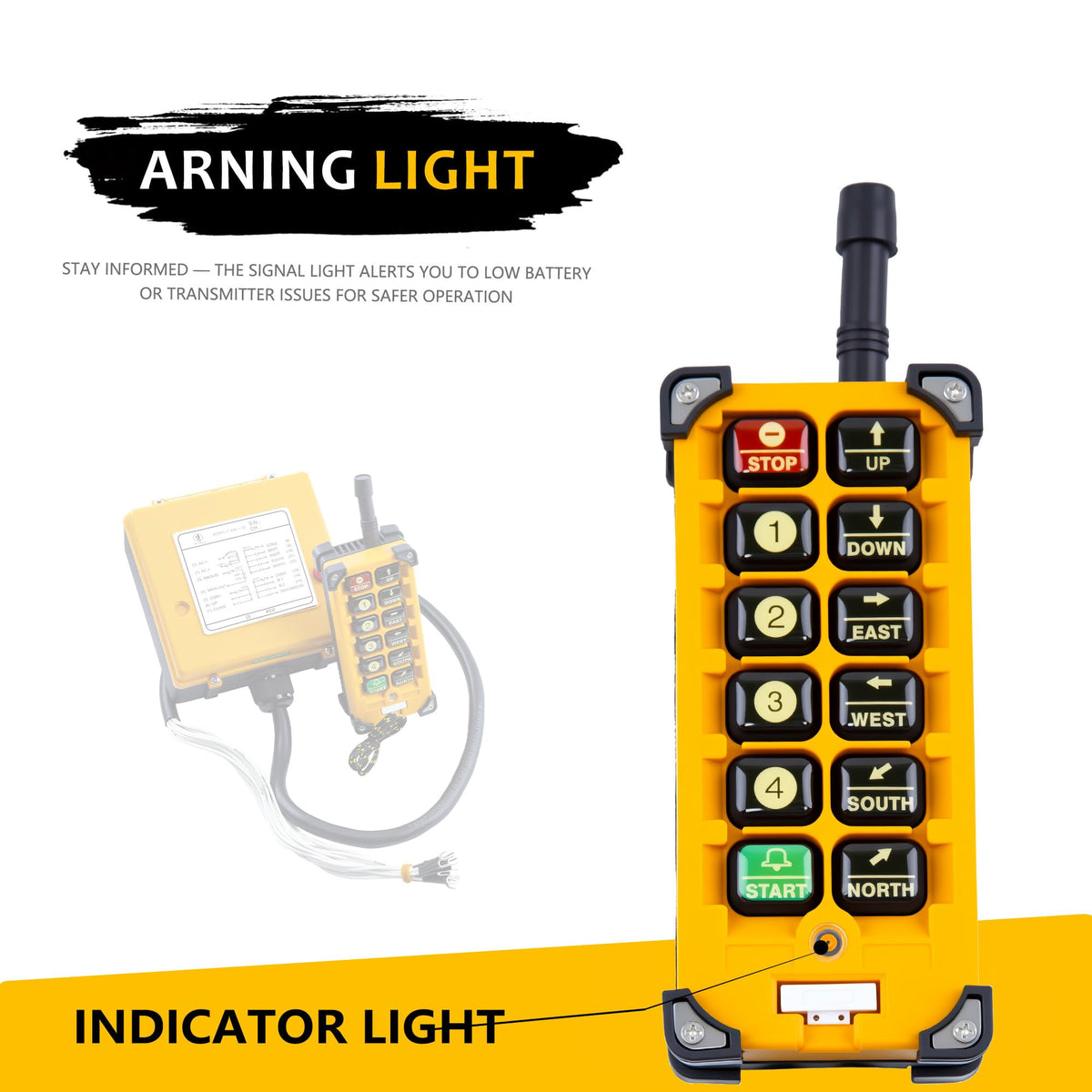 Yatilo F23-BB Industrial Wireless Crane Remote Control Kit for Overhead Crane, Hoist and Winch, 10 Channels, Universal Wide Voltage 16V-440V AC/DC, IP65 Waterproof (1 Transmitter & 1 Receiver)