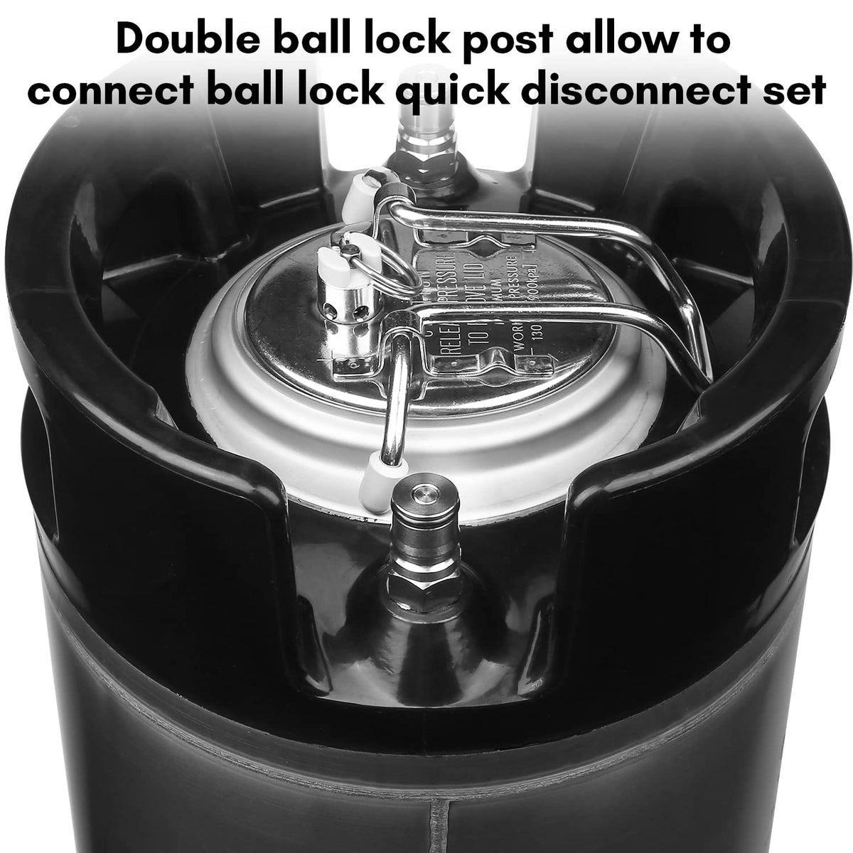 TMCRAFT New 2.5 Gallon Ball Lock Keg, Stainless Steel Beer Keg with Dual Rubber Handle for Home Brew