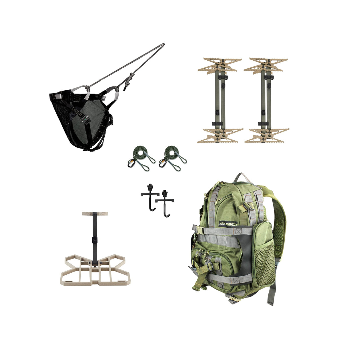 XOP Full RUT - Full Mobile Saddle Hunting System - Invader Saddle Platform, Mutant Saddle Harness, 4 Pack of X2 Sticks, J Hook Stick Carrying System, Striker Pack (2025)