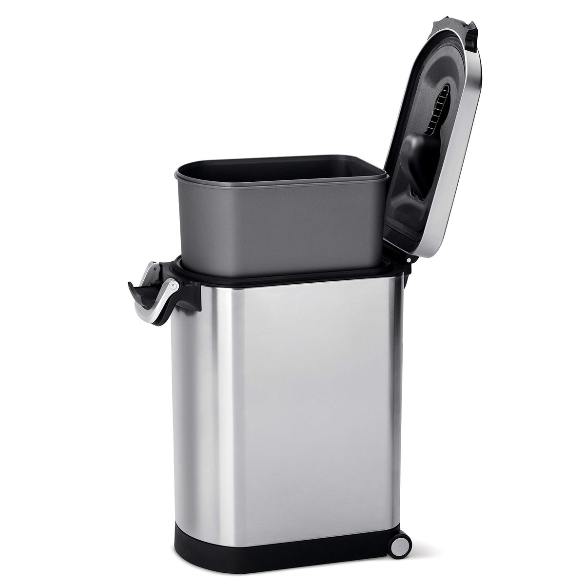 simplehuman Large Pet Food Storage Container, Holds 30-35 lb / 14-16 kg of Dry Dog Food, Cat Food, or Bird Seed, Airtight Lock-Tight Lid with Magnetic Scoop, BPA-Free, Brushed Stainless Steel