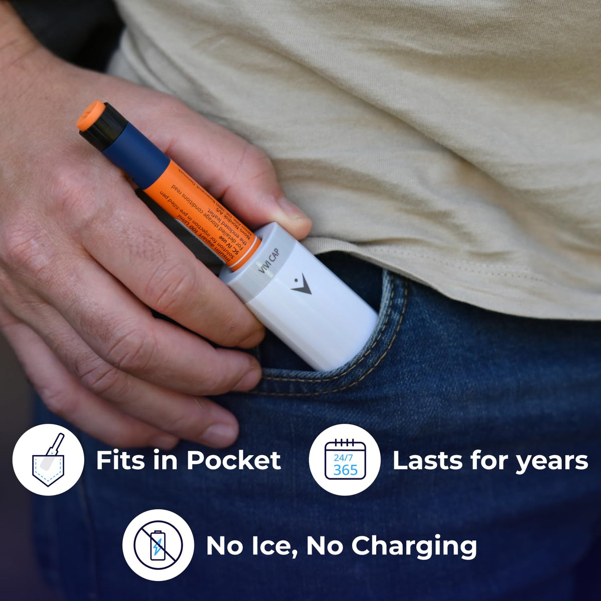 VIVI CAP Insulin & Ozempic Cooler Travel Case - TSA Approved - Small Diabetic Medical Travel Case Pen Cooler Insulin Protector Works 24/7/365 No Freezing Or Refrigeration - For All Insulin Pen Models