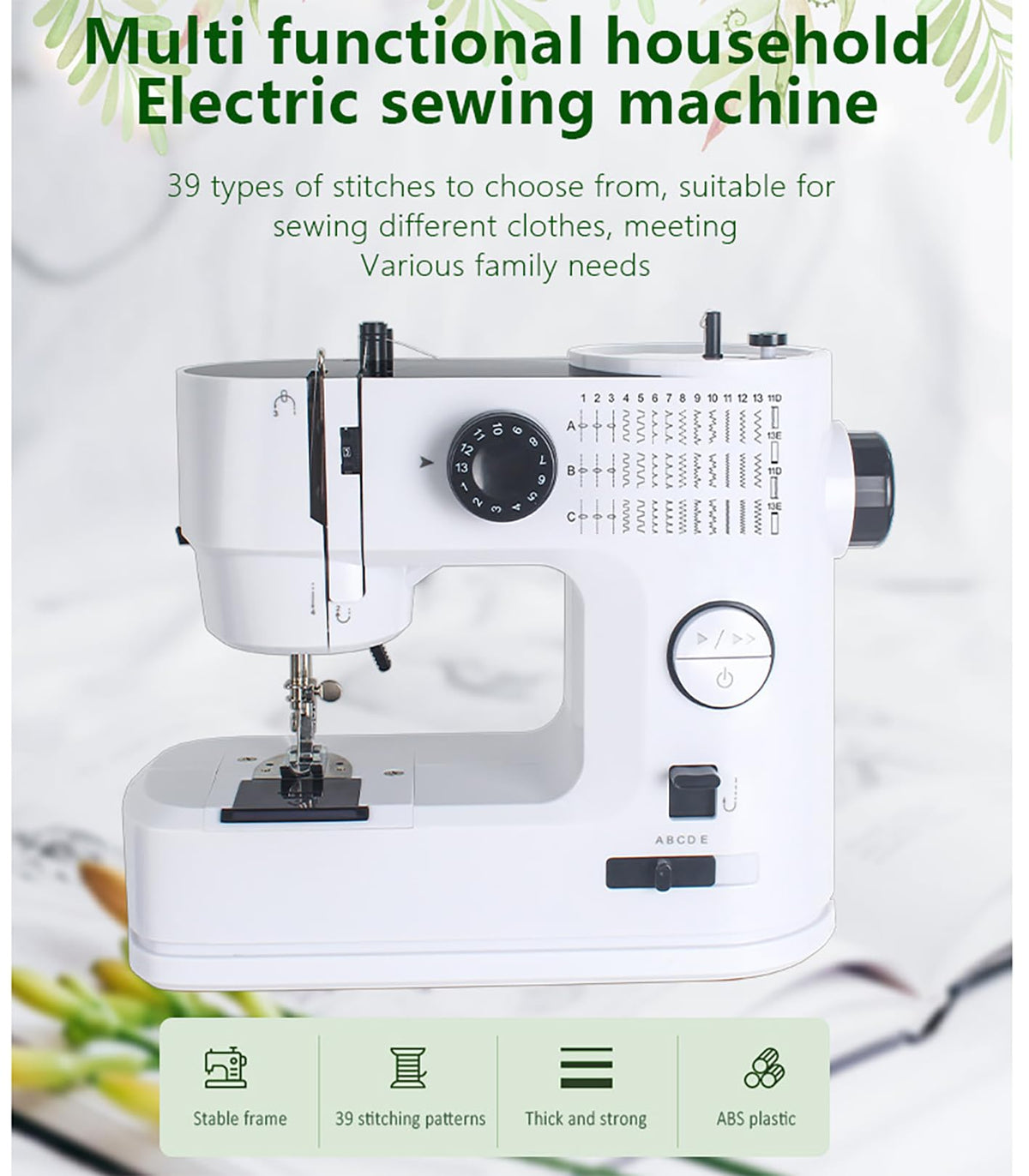 Sewing Machine with Extension Table,39 Built-in Stitches, LED Light 2-Speed Foot Pedal, and Accessories Kit for Home DIY Projects & Gift Perfect for Sewing Machine for Beginners for Adult
