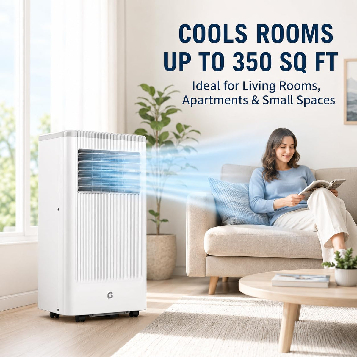 GarveeLife 8,000 BTU Portable Air Conditioner for Bedroom Office Dorm, Cools up to 350 Sq. Ft, 3-in-1 Compact AC Unit with Cooling, Dehumidifier, Fan Modes, Remote Control and Window Kit, White
