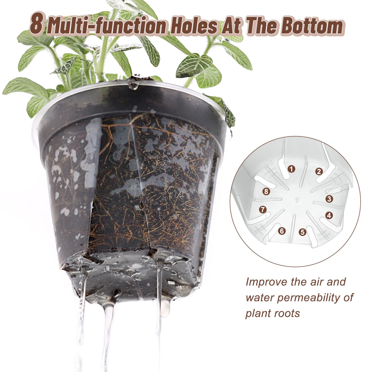 VIOBEPASS Clear Nursery Pots with Drainage, 40 Pack Transparent Plastic Orchid Planters, 3 Sizes Plant Pots 6/5/4 Inch with 40 Plant Labels for Seedlings, Succulents, Indoor/Outdoor Repotting