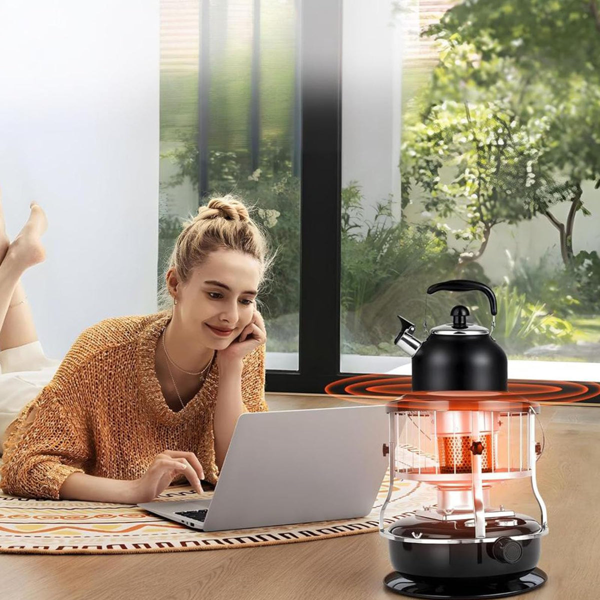 Denash 2 in 1 Portable Kerosene Heater & Stove, 9000 BTU Non-Electric Indoor Outdoor Heater, Portable Kerosene Heater with 4.6L Capacity for Home, Camping, Emergency Use