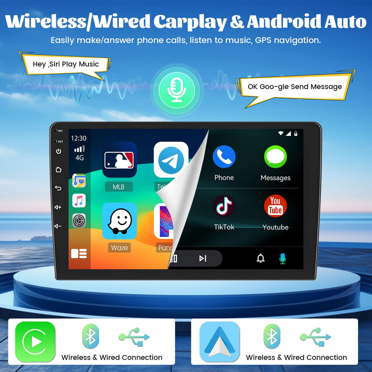 [8 Core 6G+128G] Android Radio for Toyota Yaris Vios 2007-2012 with Wireless Carplay Android Auto, 9 Inch IPS Touch Screen Car Stereo, Bluetooth 5.0, 32 EQ, GPS Navigation, 5GHz WiFi, 59UI, SWC