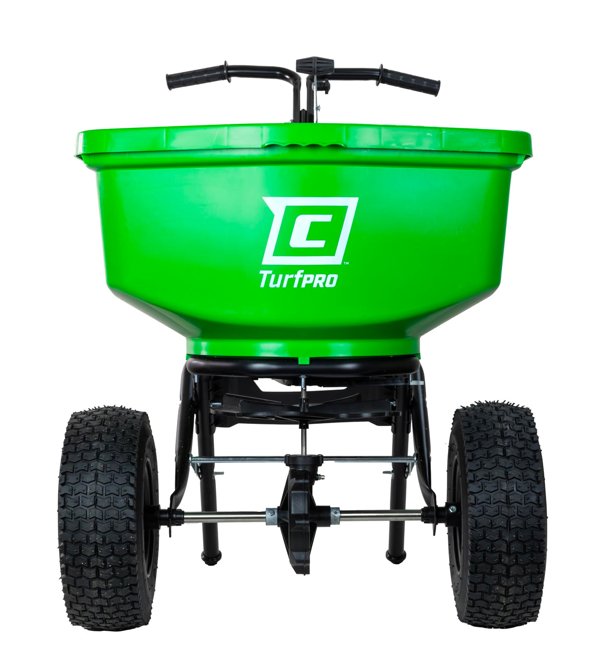 Chapin 89303C Spreader, Lawn and Garden, 100Lbs, Contractor, TurfPro, Broadcast, Push, Walk Behind, 12" Tires, Weather-Proof, Poly Hopper, Side- Adjust Lever, Spreads Fertilizer and Seeds