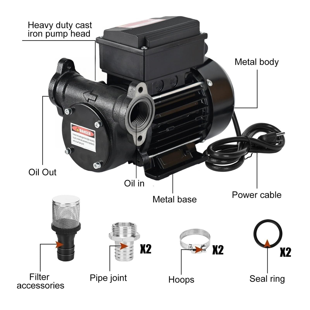 YOHOME Diesel Transfer Pump 110V 20GPM Oil Transfer Pump - Diesel, Kerosene, Biodiesel, Light Fuel Oil