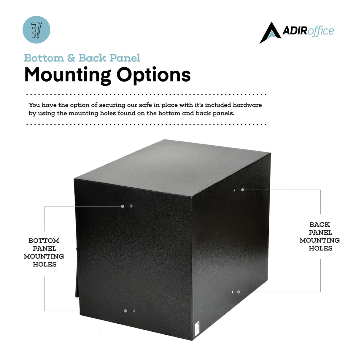 AdirOffice Digital Depository Safe - Front Loading - Digital Keypad Lock - Lockout Mode (Black)