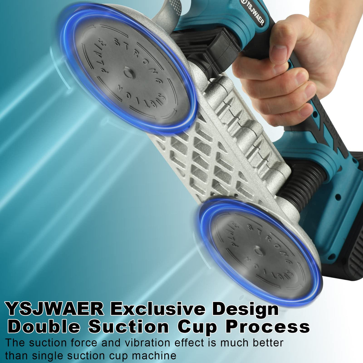 Tile Installation Tool Vibration Machine - YSJWAER Double Suction Cup Vibrator Handheld Tiling Leveling Laying 12000mAh 24000r/min 6 Speeds