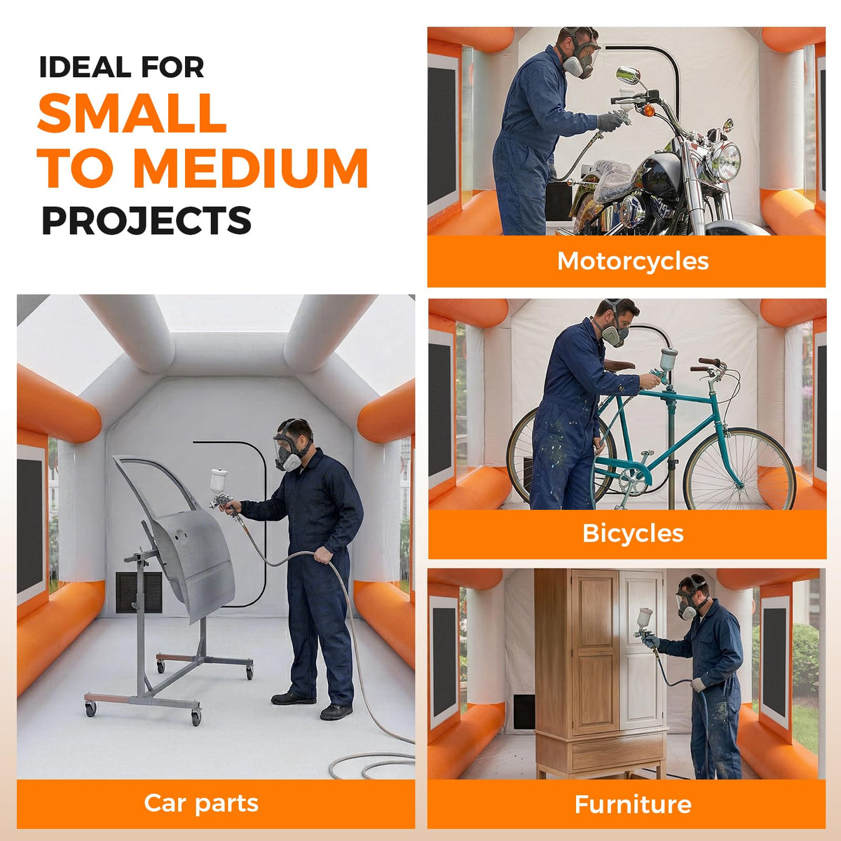 13x10x8.5ft Inflatable Paint Booth, Light Water-Resistant 210D Oxford Portable Spray Booth with 550W Blower, Professional Mobile Workshop for Car Parts, Furniture & Crafts, Dual Filtration