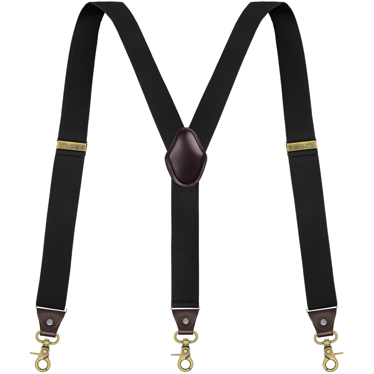 Vauhse Suspenders for Men, Adjustable Suspenders Gold Clip with Elastic Straps Y-Back Construction Heavy Duty for Work Gold Black