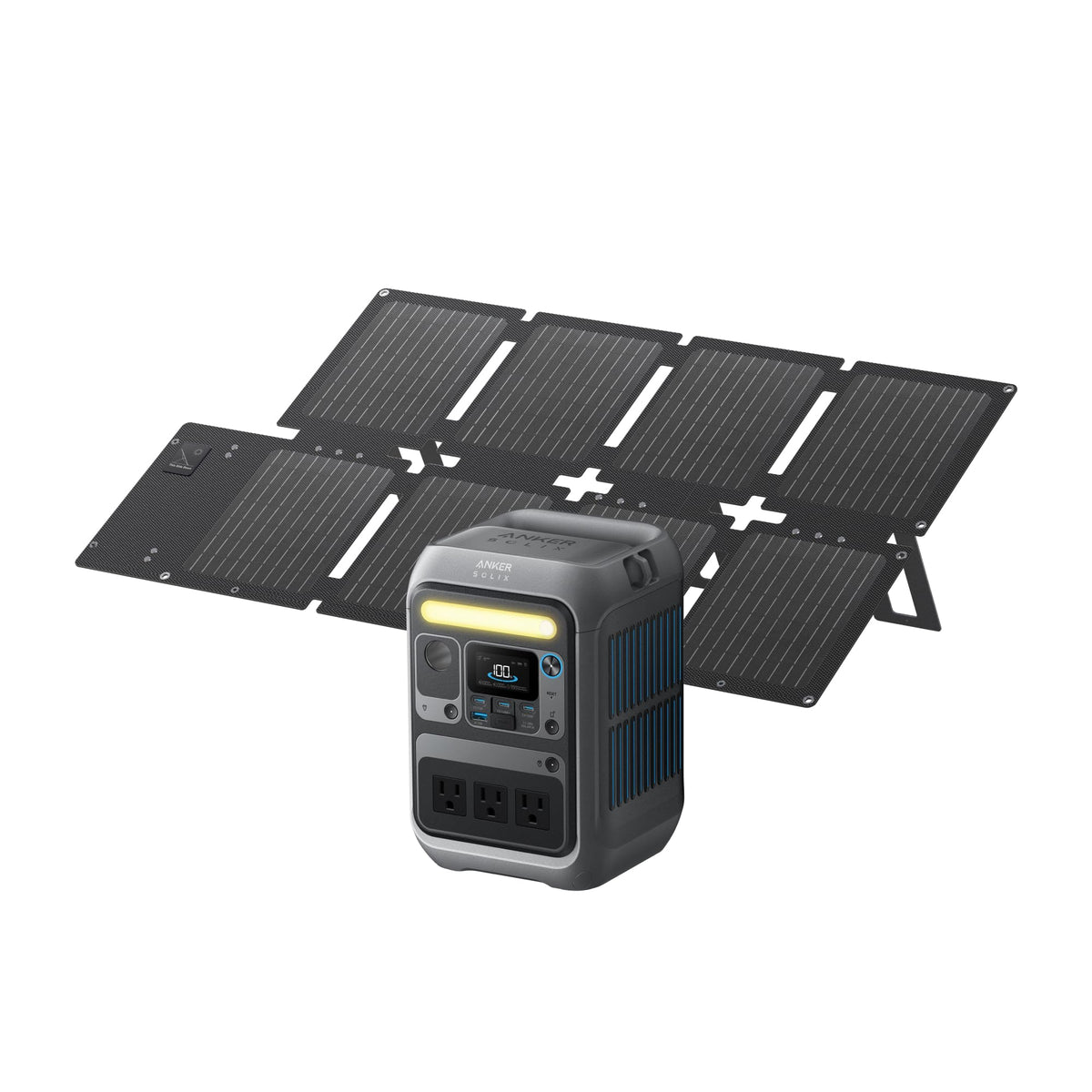 Anker Solar Generator SOLIX C300 with 60W Solar Panel, 288Wh Portable Power Station, 300W (600W Surge), LiFePO4 Battery, 140W Two-Way Fast Charging, for Outdoor Camping, Traveling, and Emergencies