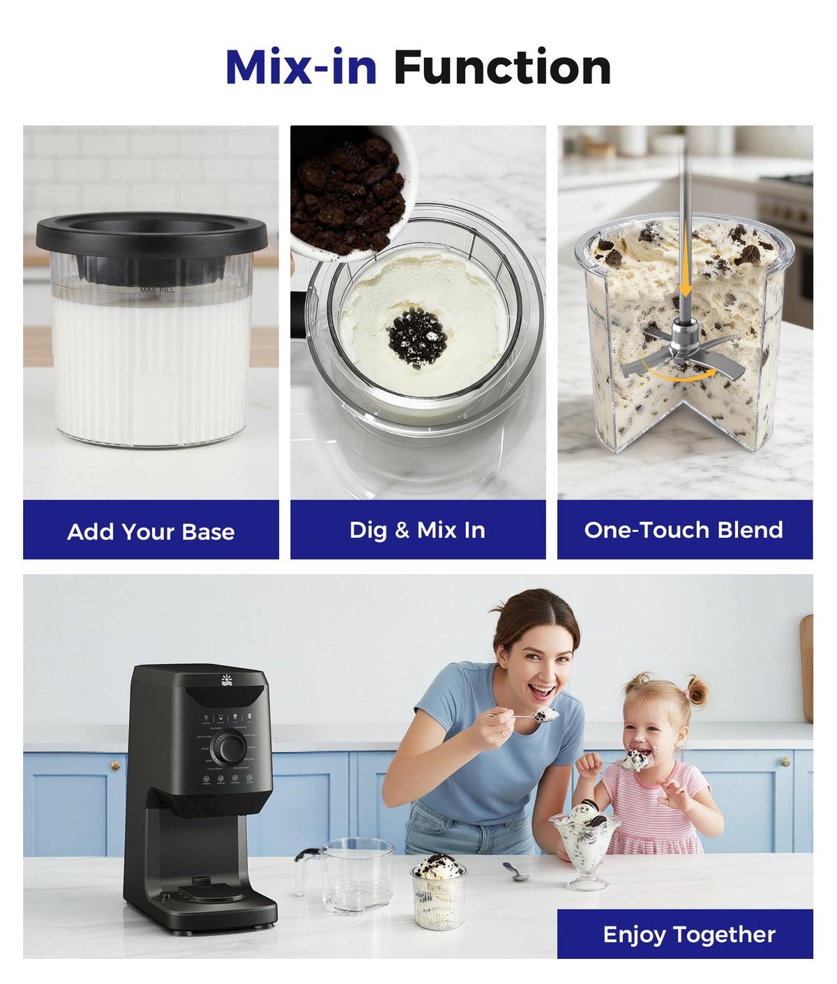 Oylus 12-in-1 Ice-Cream Maker Machine - 11 Preset Programs & Self-Cleaning, Healthy Frozen Yogurt Maker for Gelato, Slushies, Sorbet, Mix-ins & More, Includes (2) Pint Containers for Home & Party