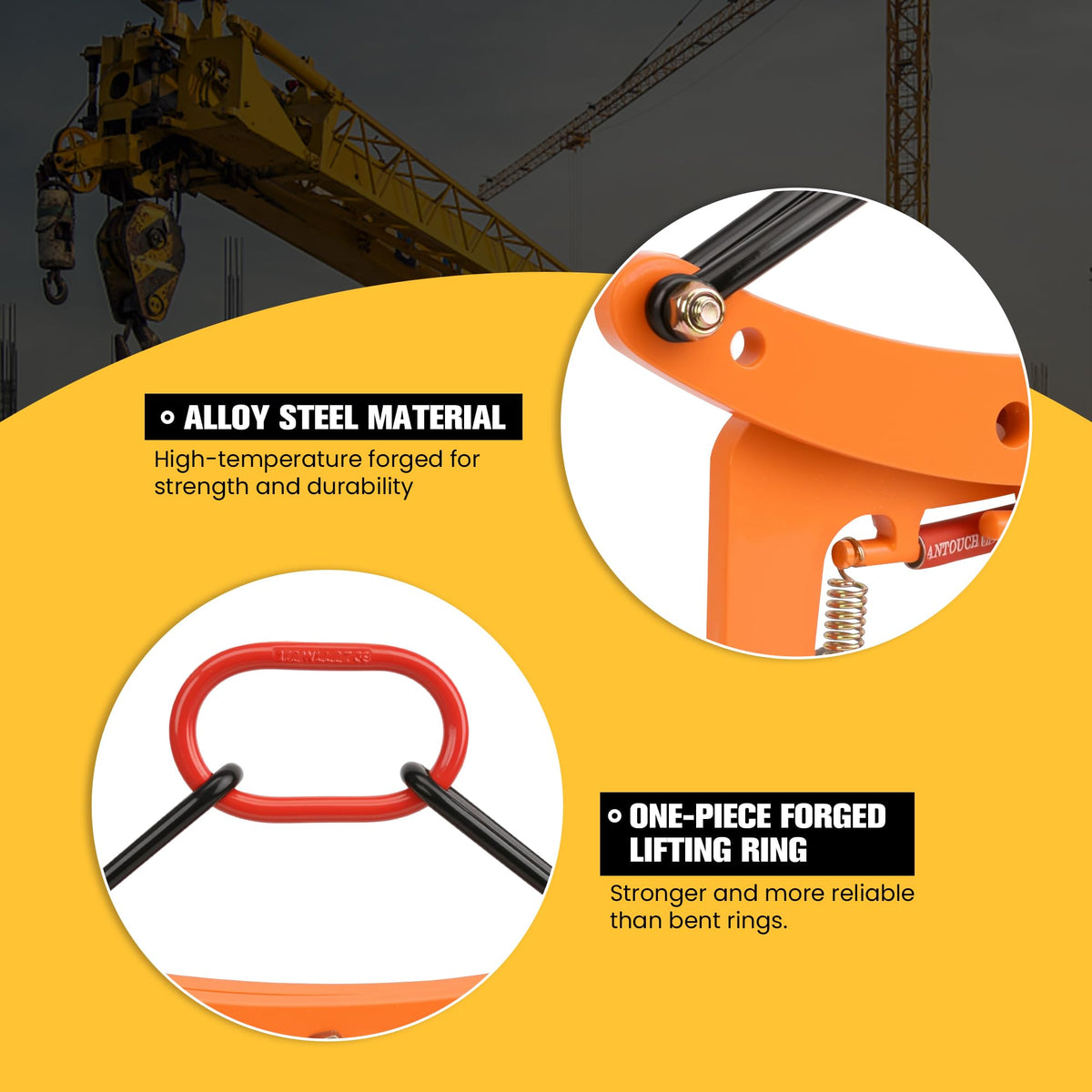 HEYVOZE 772 lbs Granite Slab Lifting Clamp, 1.6-7.1 in Opening X-Type Stone Lifting Clamp, Lightweight yet Sturdy Design for Granite, Marble, and Concrete Handling