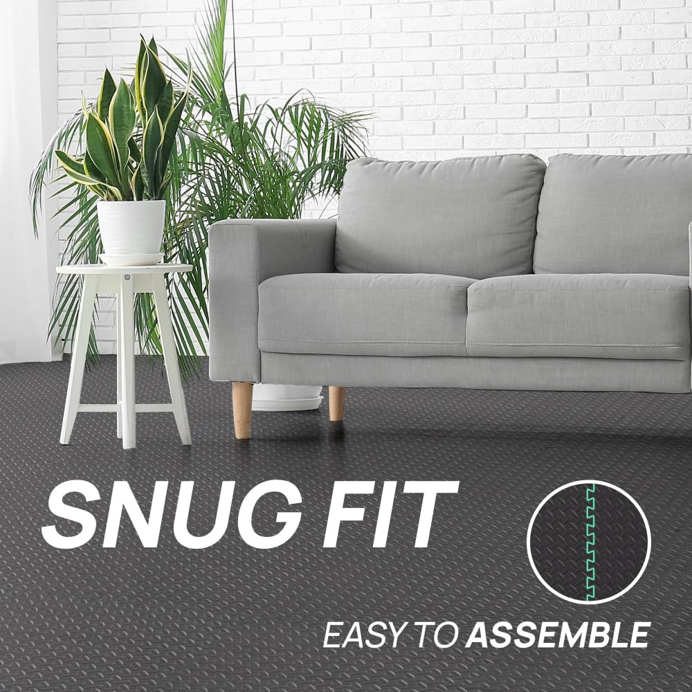 Yes4All EVA Interlocking Mats, Puzzle Floor Tiles, Foam Floor Padding with Border for Furniture, Home Space, Living Room, Garage 11,15,32,99 SQFT
