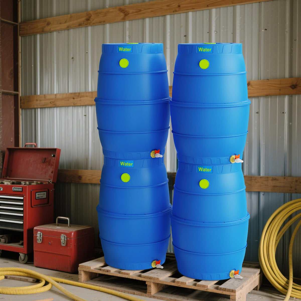 EJWOX 50 Gallon Blue Water Storage Barrel, BPA-Free Rainwater Collection Drum with Spigot, Stackable UV-Resistant Durable PP (Polypropylene) Barrel for Emergency Drinking Water & Gardening