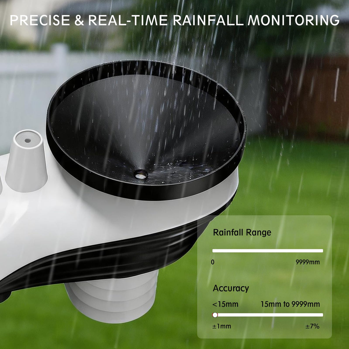 Home Weather Station Wireless with Rain Gauge, Indoor Outdoor Thermometer, Humidity, Barometric Pressure, Forecast, Moon Phase, Bedroom Alarm (No WiFi)