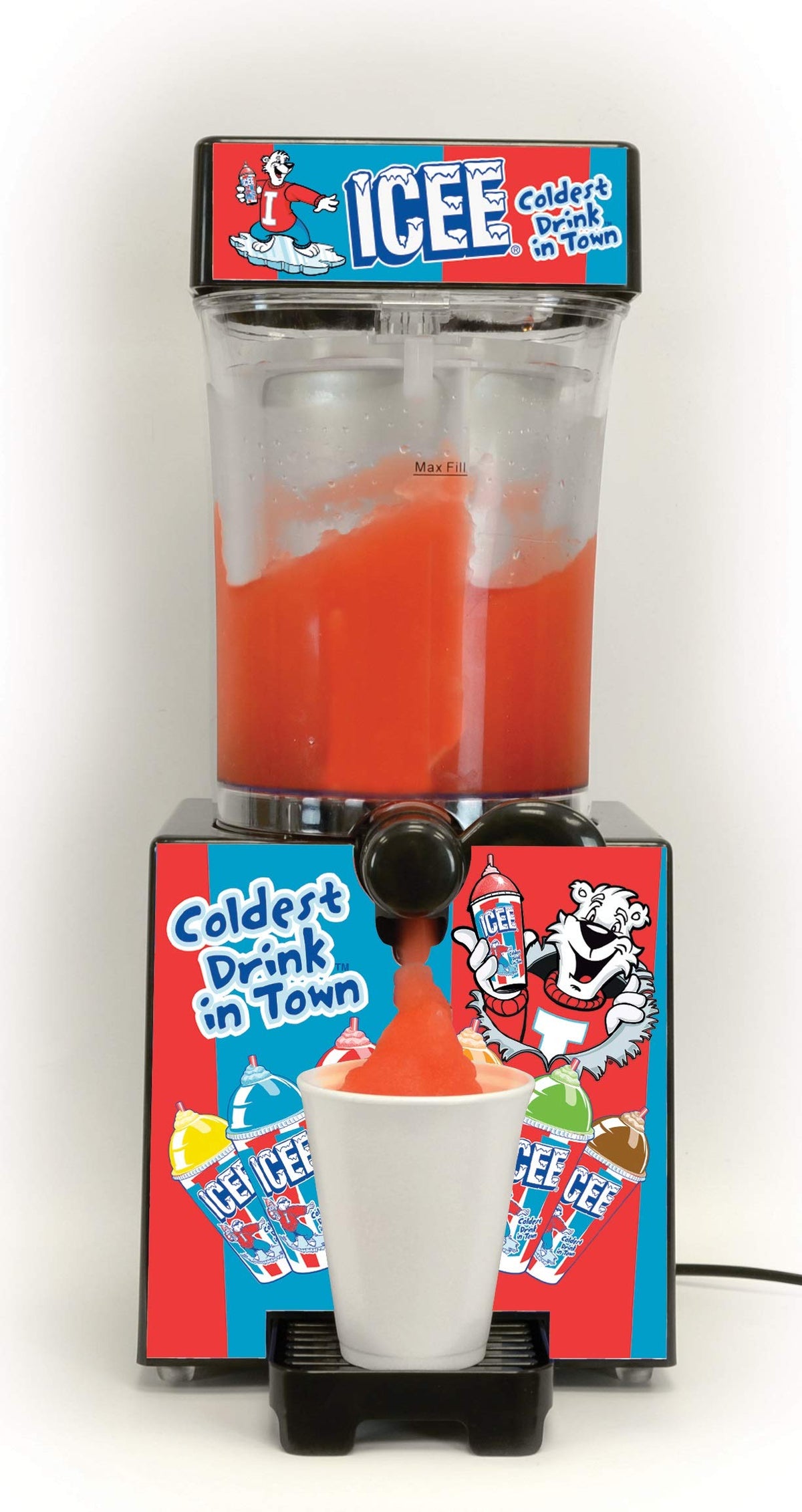 iscream Genuine ICEE Brand Counter-Top Sized ICEE Slushie Maker - Spins Your Pre-Chilled Ingredients with Your Ice into ICEE Slushies!