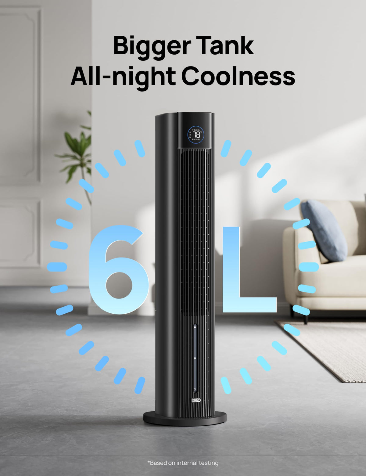 DREO Evaporative Air Swamp Cooler, 43" Cooling Fans that Blow Cold Air 2025 Upgraded, 85° Oscillating Floor Fan for Bedroom, Easy Cleaning, APP Control, Ice Packs, 4 Speeds & 4 Modes, 12H Timer, Black