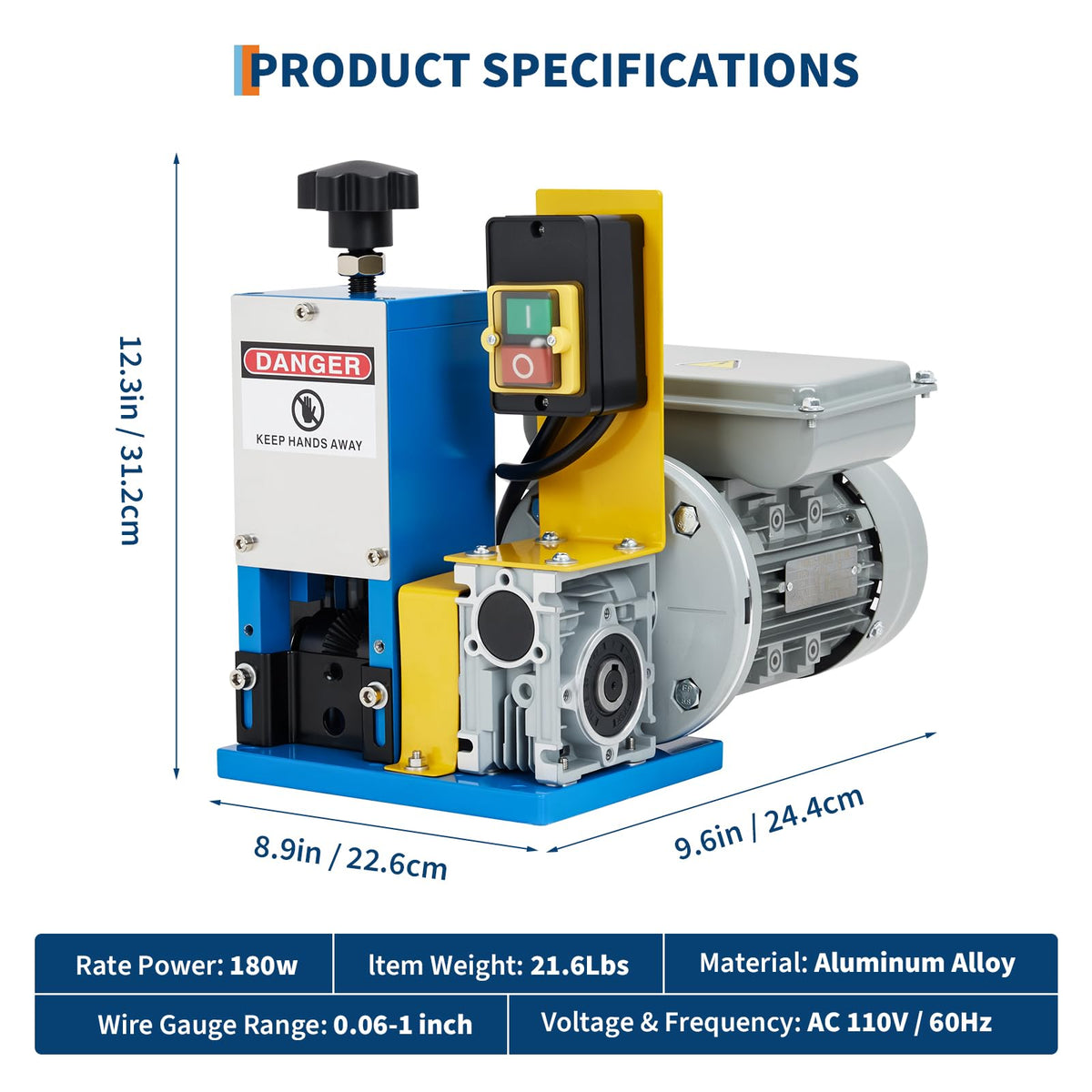 Wire Stripper Machine, 0.06" - 1.00" Automatic Wire Stripper，Manual Hand Cranked Industrial for Recycling Copper