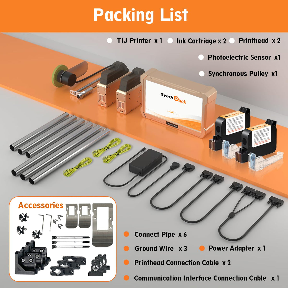 SL1 Automatic Online Inkjet Coding Machine, 100m/min Thermal Inkjet Printer for Production Line, 1200DPI, with Two SY05 0.5inch Ink Cartridges for QR Code Barcode on Carton Plastic Metal(2 Nozzles)