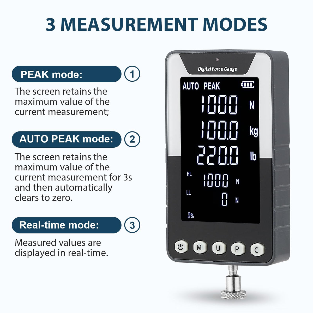 Mxmoonfree 1000N Digital Force Gauge Push Pull Meter with USB Output