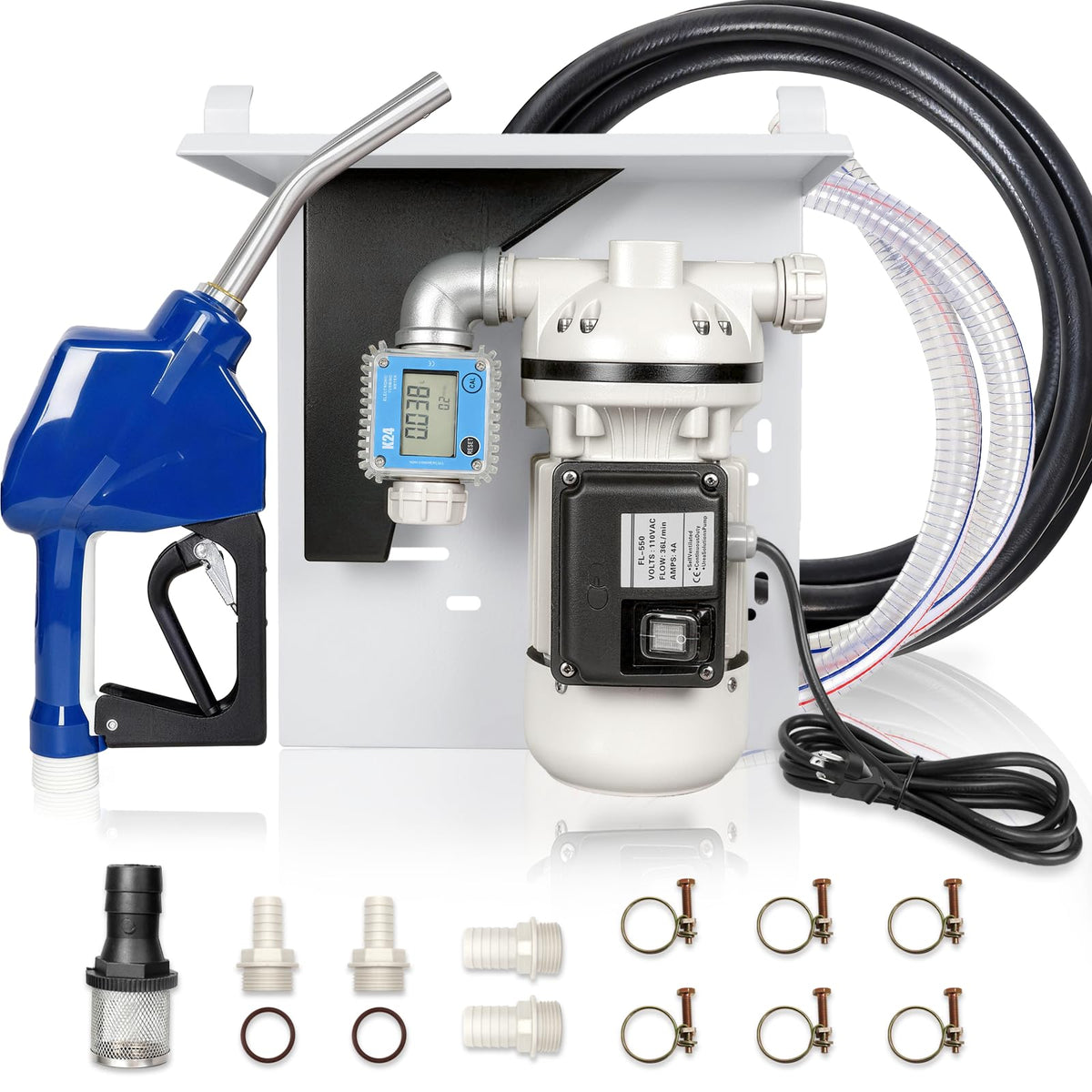 NEW DEF Pump - 110 Volt,Diesel Exhaust Fluid DEF Pump, Pump Kit for DEF, Drums, And Wall Mounts, Includes DEF Pump,Flow Meter,Coupler,SS Auto Nozzle,20' Hose