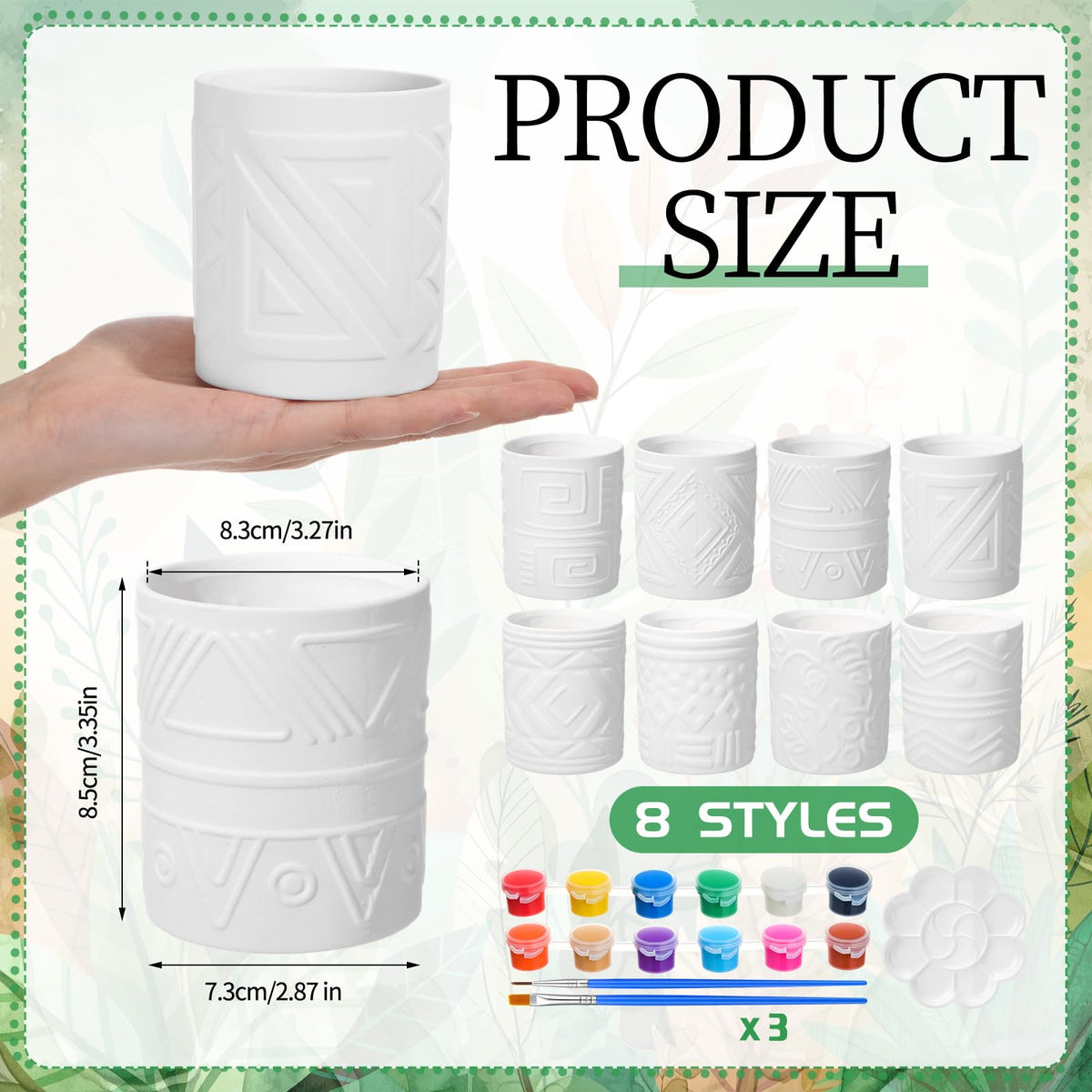 Zubebe 12 Pcs Paint Your Own Ceramic Pot Bulk Ready to Paint Ceramics Plant Pot DIY Mini Ceramic Succulent Pots in Bohemian Unfinished Pottery Mini Flower Planters Pots Painting Craft Supplies