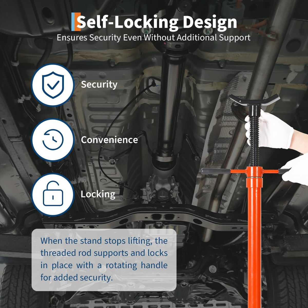 EliteEdge 2 Pack Underhoist Support Stand, 1653 LBS Screw Jack Stand with Adjustable 52"-76" Height, 3/4 Ton Under Hoist Support Stand for Vehicle Lifting & Support