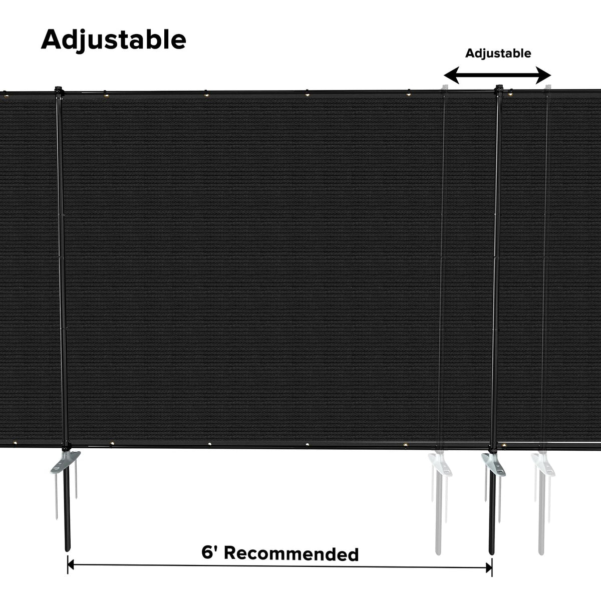 INFRANGE 6'x24' Privacy Fence Kit Freestanding Mesh Screen with Iron Poles Temporary Fencing Outdoor Patio Backyard Divider Dog Air Conditioner Trash Fence Black Custom