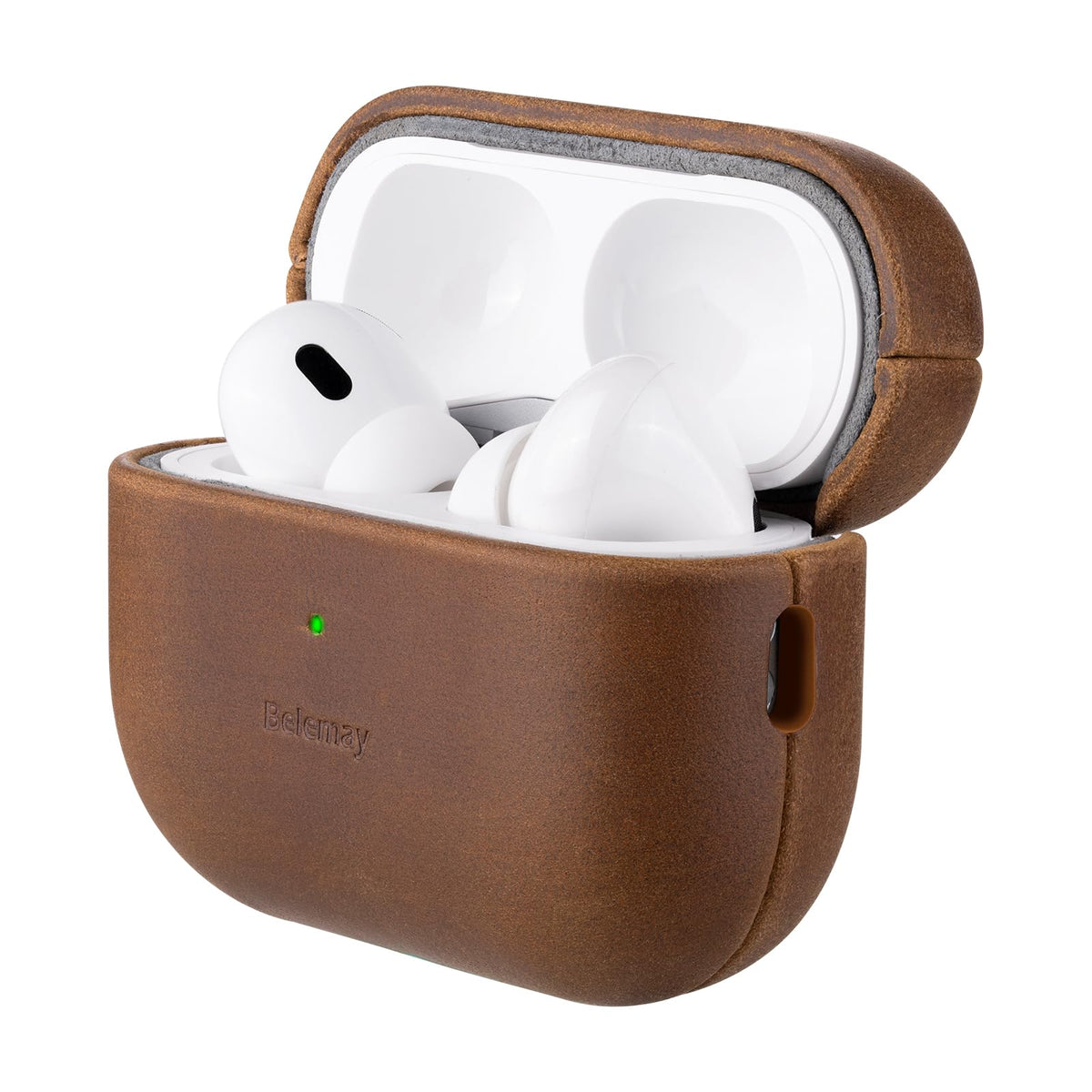 Belemay Handcrafted Crazy Horse Leather Case for AirPods Pro 3rd Gen (2025), Vintage Aesthetic, Two-Tone Effect, Unique Patina, Compatible with MagSafe, Compatible with Airpods Pro 3, Vintage Brown