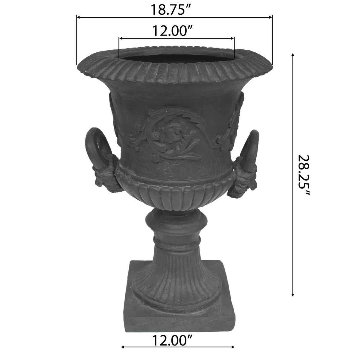 agnixnaf Garden Urn Planter,Outdoor Flower Pots Home Garden,Flower Plant Pot,Concrete Planter,Durable Structure,with Botanical Accents and Square Base