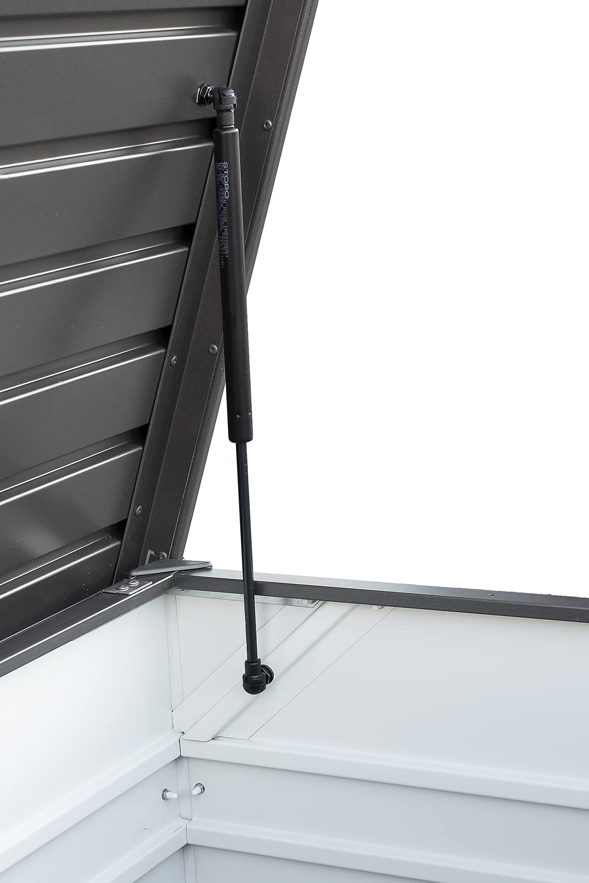 Biohort LeisureTime Metallic Dark Gray Deck Box - 51 Gallon Metal Outdoor Storage, Locking, Waterproof, for Tools, Cushions, Pool & Package Chest, Soft Close Size: 18in x 40in x 25in