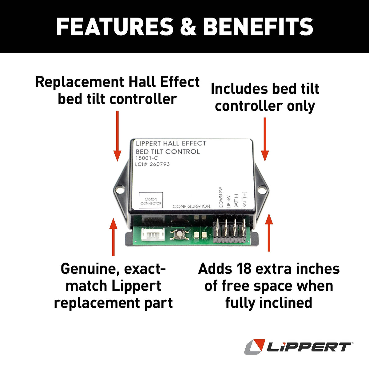 Lippert Hall Effect Replacement RV Bed Tilt Controller Module for 5th Wheel Campers, Travel Trailers, Fits Schwintek Systems, Exact-Match Component - 260793