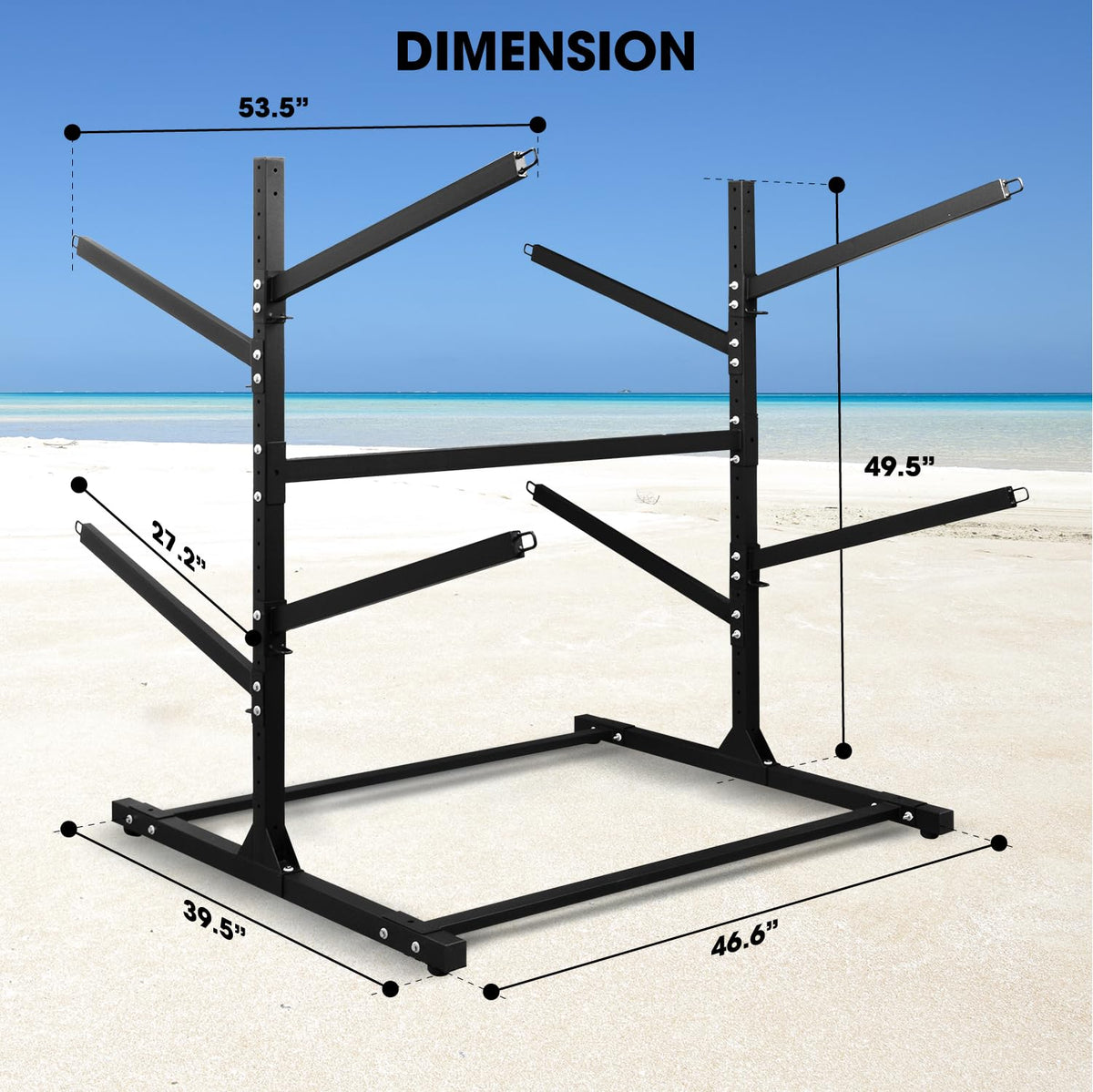 TPHUC Kayak Stand Freestanding Storage Rack for Kayak Canoe, Boat, Sup, Surfboard Bracket for Indoor, Outdoor, Garage, Shed, Dock with Lockable Wheel Wide Adjustable (4 Levels, Style 2)