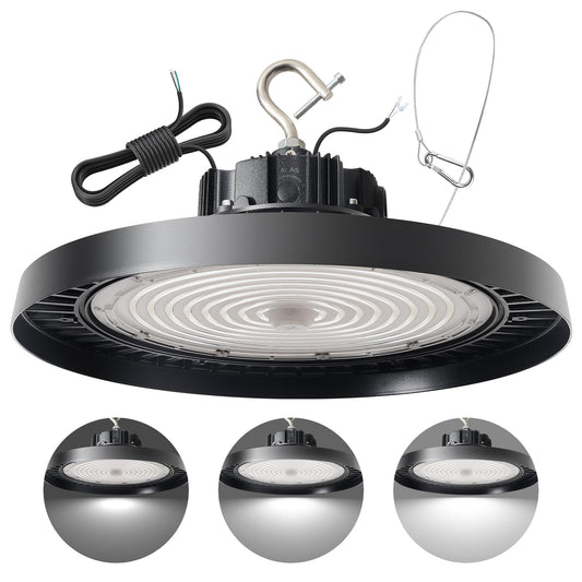 480V UFO LED High Bay Light 240W 200W 180W Adjustable, 0-10V Dimmable 5000K High Bay LED Shop Lights (1000W MH/HPS Equivalent), IP65 Commercial Bay Lighting for Warehouse Factory, AC 277-480V