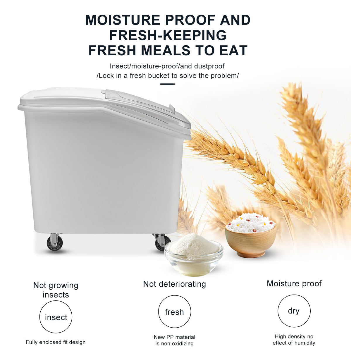WELKOR Ingredient Storage Bin,31 Gallon Dispenser Bin with Scoop for Dry Food, Sugar, Baking Supplies,Kitchen Rice Cereal Flour Bin,BPA Free,Pet Food Storage Container,Dog Cat Birds Food (31 Gallon)