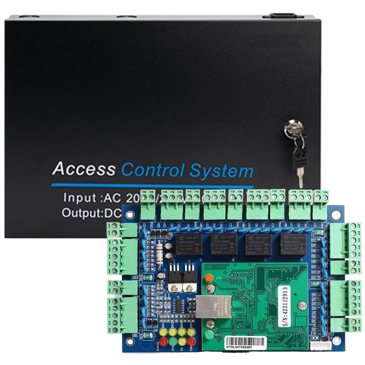 MENGQI-CONTROL 4 Doors TCP/IP Access Control Panel Wiegand Controller,Computer Based Software,Big Space Power Supply Box(can Put in Backup Battery)
