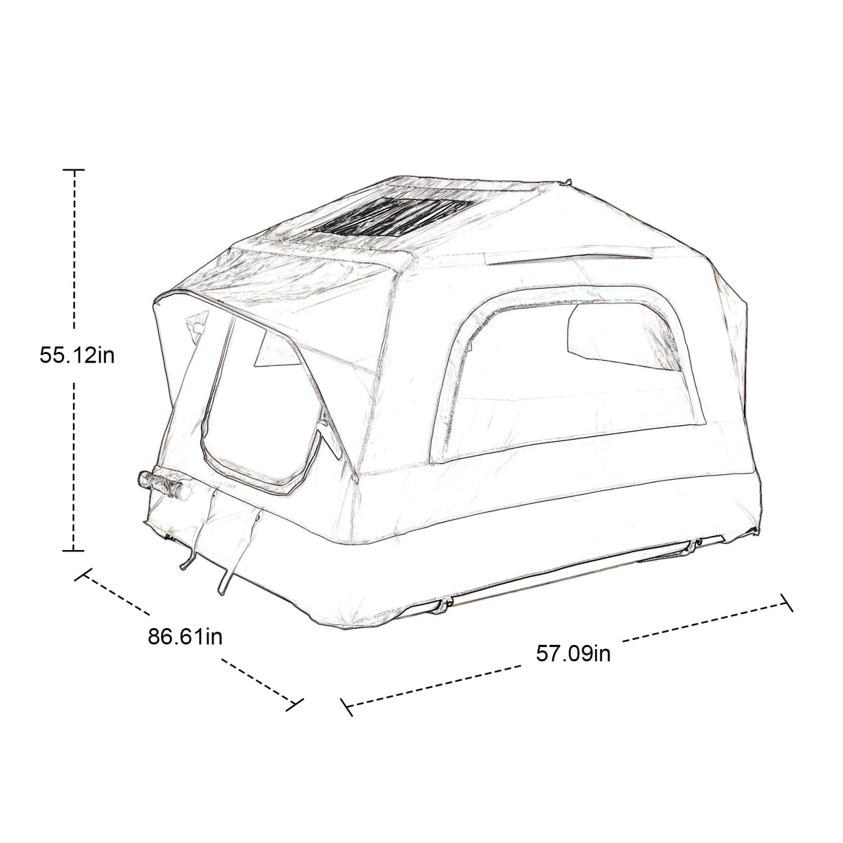 GDFStudio Inflatable Roof Top Tent for SUV Truck Car, 2 Person Rooftop Camping Tent with Air Beam Structure, Panoramic Skylight, Telescoping Ladder & Quick Setup, Outdoor Waterproof Travel Tent, Gray