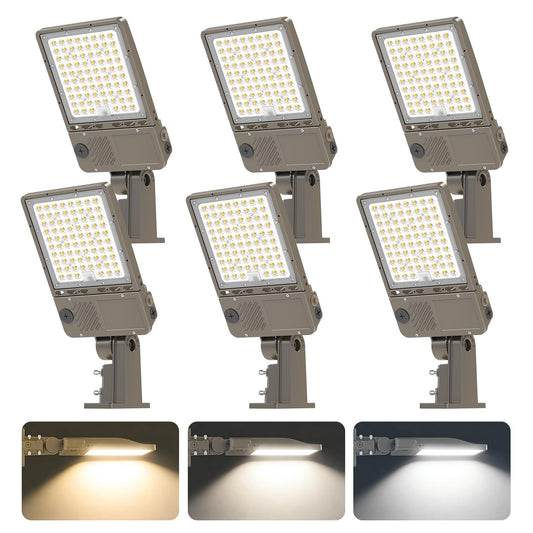 ADUB 6 Pack LED Parking Lot Light, 150W/120W/90W, 22500LM, 3000K/4000K/5000K CCT, 0-10V dimmable ETL Listed, IP65 Rated, AC100-277V, with Adjustable arm & Slip-fit Mount for Area Lighting