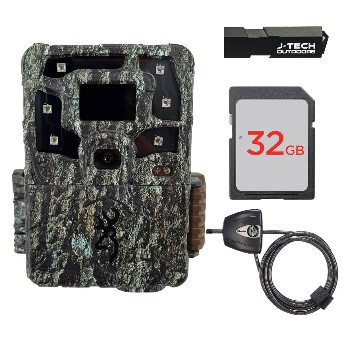 Browning Strike Force Pro X 1080 Trail Game Camera Bundle Includes 32GB Memory Card and J-TECH Card Reader and and Python Cable Lock (24MP) | BTC5PX1080