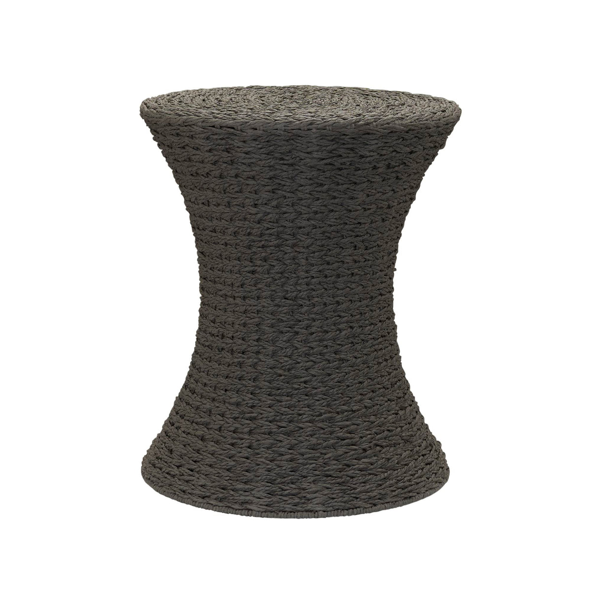 Household Essentials Handwoven Paper Rope Stool with Hourglass Shape, Gray