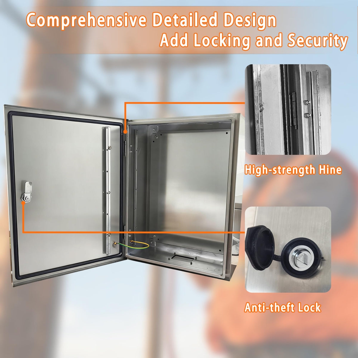 NBCYUNER Stainless Steel Electrical Enclosure 20x16x8 Inch NEMA 4X Enclosure 304 Stainless Steel Box IP66 Waterproof and Dustproof Metal Box