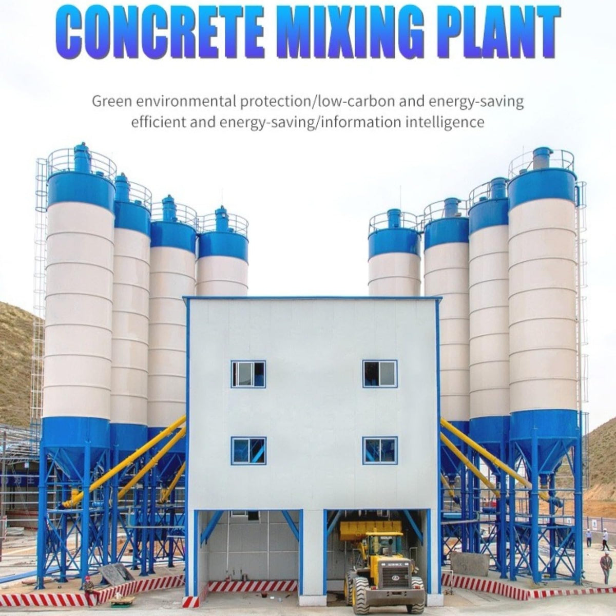 High-Output Concrete Batching Plant equipped with spiral twin-shaft mixer, efficient aggregate delivery and dust-control system, ideal for urban development, highway builds and ready-mix services